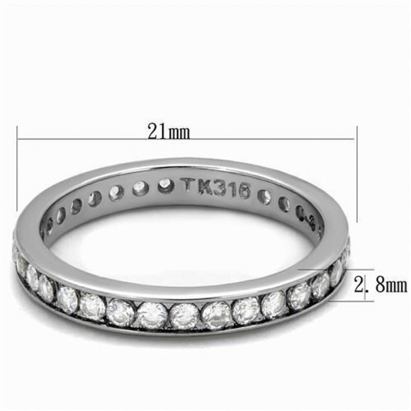 STAINLESS STEEL Cubic Zirconia Eternity Band Ring - Picture 13 of 13